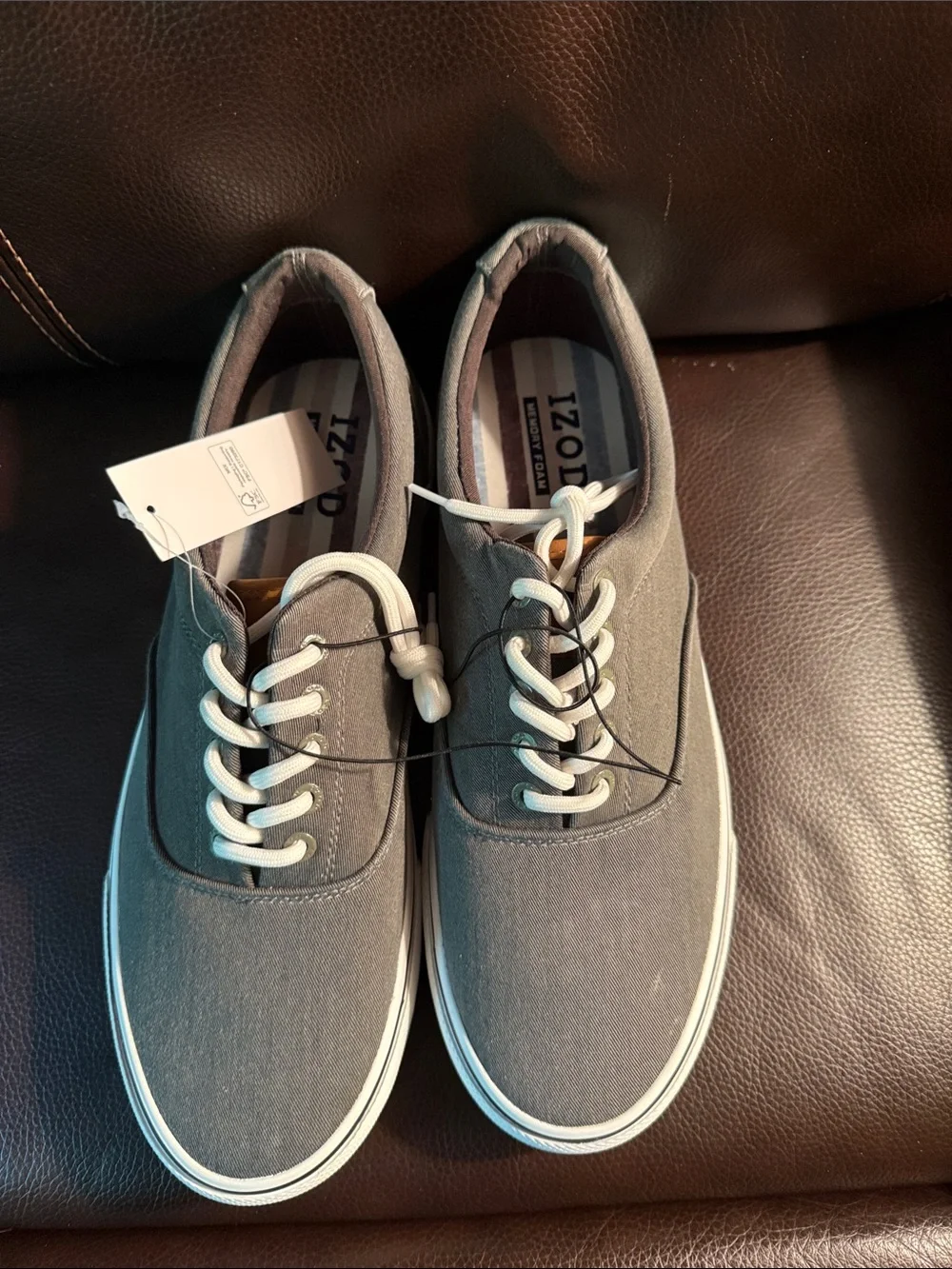 Izod Rangley Gray Canvas Low-Top Lace-Up Sneakers
